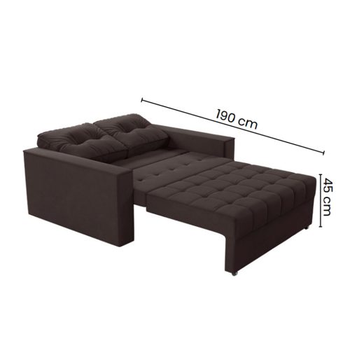 Sofa Cama 2 Plazas Abertura Frontal Ruedas Patas De Madera - Imagen 3