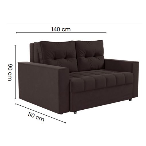 Sofa Cama 2 Plazas Abertura Frontal Ruedas Patas De Madera - Imagen 4