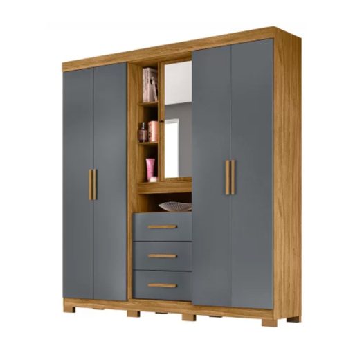 Ropero 5 Puertas 3 Cajones Con Comoda Espejo Y Estantes