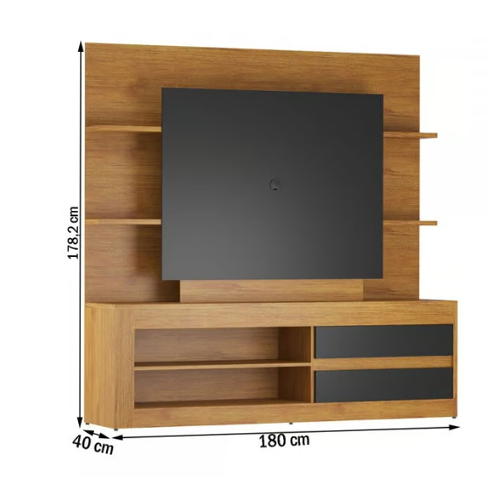 Rack Tv Modular Living Hasta Led 55 Estantes Exclusive Negro - Imagen 2