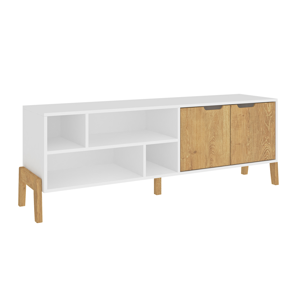 Rack 2 Puertas Frente De Madera Patas De Madera Linea Retro