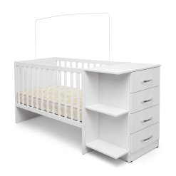 Cuna Dormitorio Infantil 4 Cajones Repisa Blanco 411
