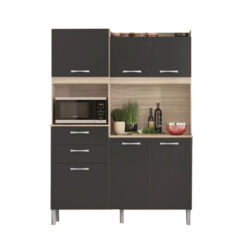 Kit De Cocina Completa 5 Puertas 3 Cajones Y Patas 100% Mdp Grafito
