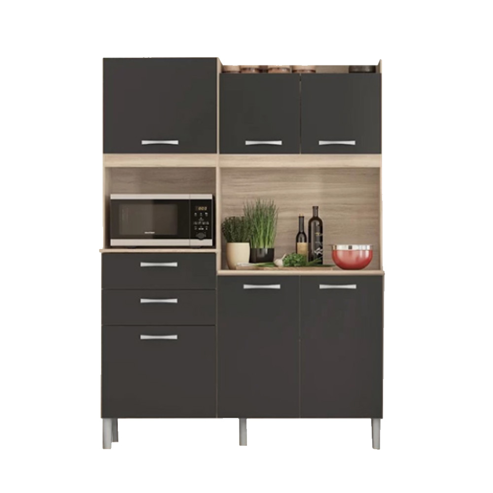 Kit De Cocina Completa 5 Puertas 3 Cajones Y Patas 100% Mdp Grafito