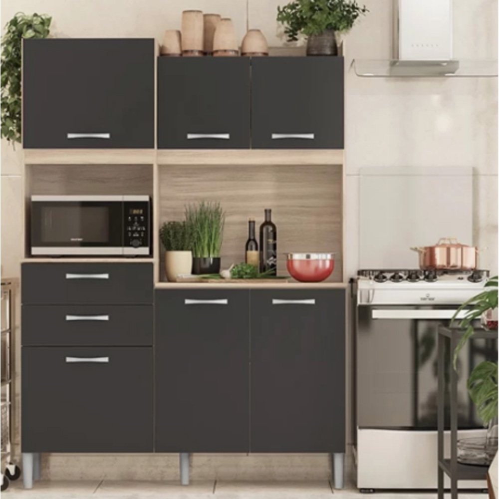 Kit De Cocina Completa 5 Puertas 3 Cajones Y Patas 100% Mdp Grafito - Imagen 2