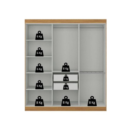 Ropero 6 Puertas Batientes 2 Cajones Cinamomo Off White - Imagen 3