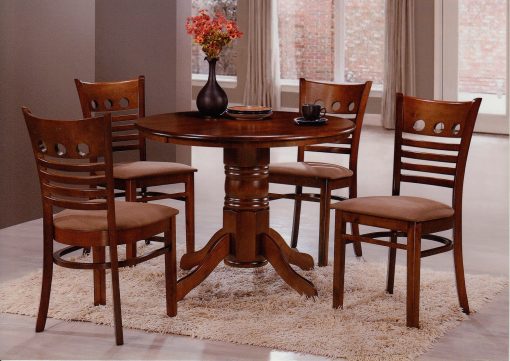 Juego De Comedor 4 Sillas Mesa Redonda Madera Maciza - Imagen 2