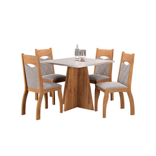 Juego De Comedor 4 Sillas Tapizadas Tapa Rectangular