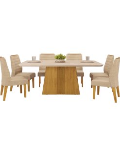 Juego Comedor Mesa 6 Sillas Tapizadas Italia