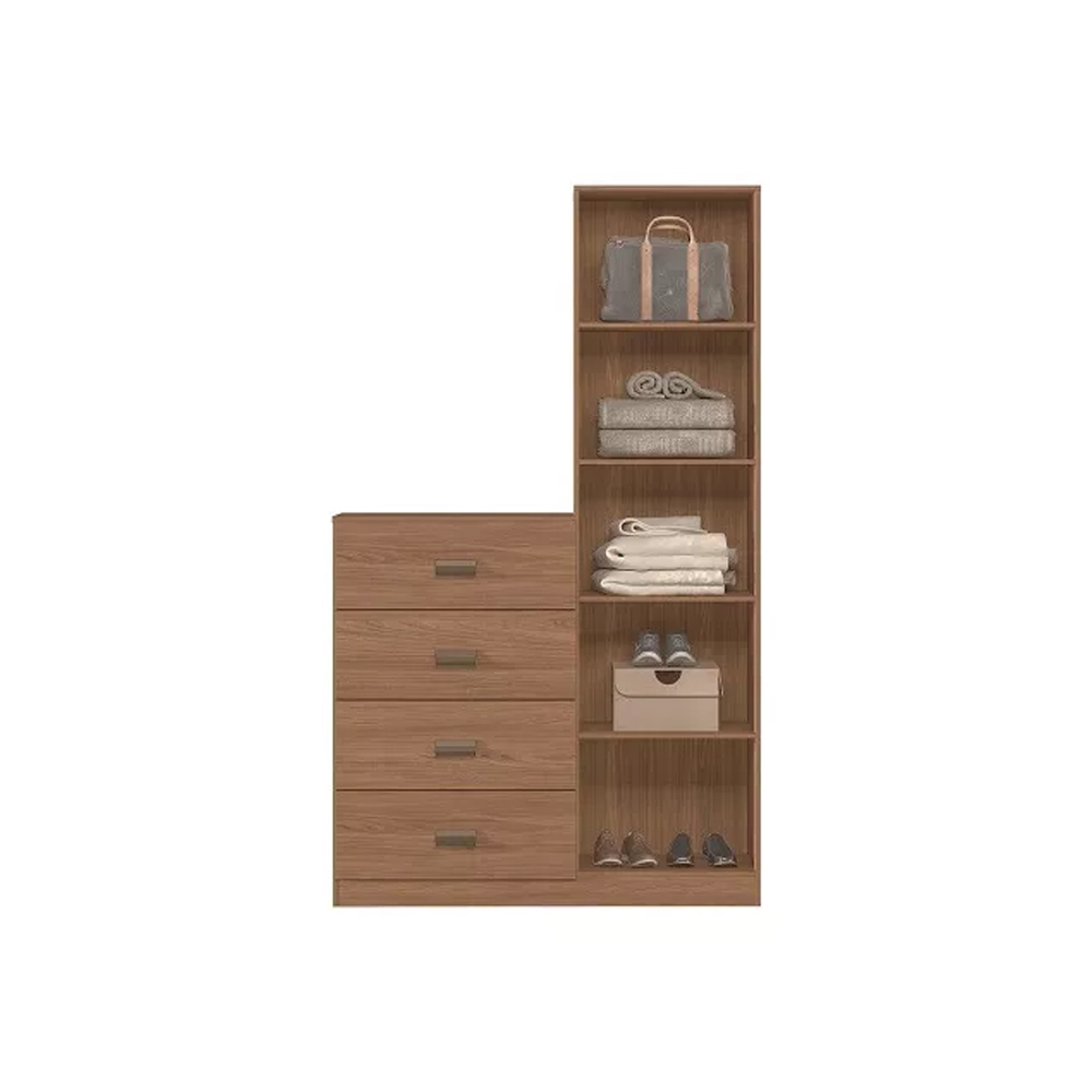 Comoda 4 Cajones 1 Puerta Con Espejo Cajonera Dormitorio - Imagen 2