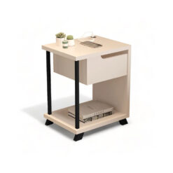 Mesa De Luz Smart 1 Cajon Con Cargador Usb Moderna