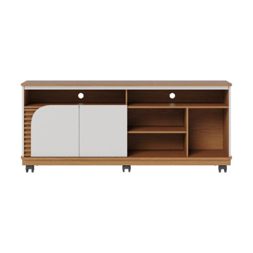 Rack Tv 2 Puertas Varios Estantes Y Ruedas Hasta 65 Pulgadas