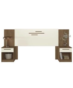 Respaldo Dormitorio 2 Plazas Queen Mesas De Luz 1 Cajon