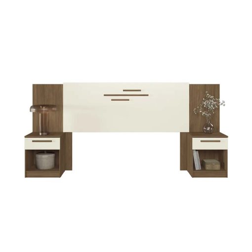 Respaldo Dormitorio 2 Plazas Queen Mesas De Luz 1 Cajon