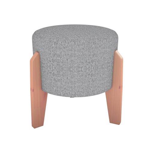 Puff Alto Tapizado Tela Con Patas De Madera