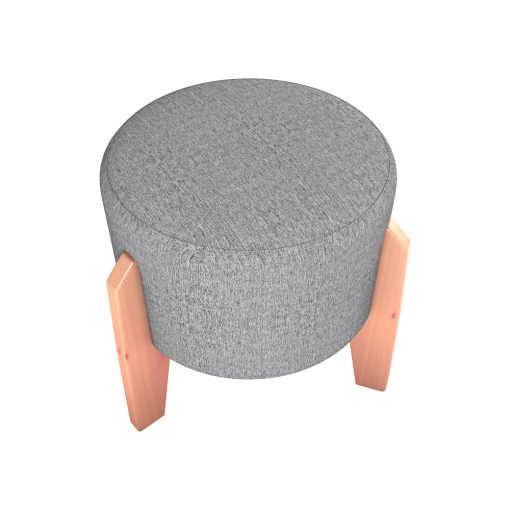 Puff Alto Tapizado Tela Con Patas De Madera - Imagen 2