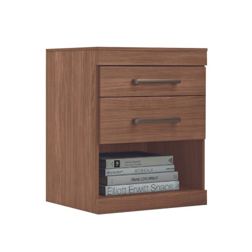 Mesa De Luz Havana Plus 2 Cajones C/rieles Metálicos Jatoba