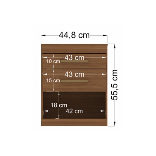 Mesa De Luz Havana Plus 2 Cajones C/rieles Metálicos Jatoba - Imagen 2