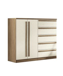 Comoda Cajonera 2 Puertas 5 Cajones 100% Mdp Dormitorio Jatoba Arena