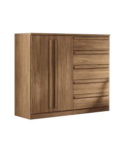 Comoda Cajonera 2 Puertas 5 Cajones 100% Mdp Dormitorio Jatoba