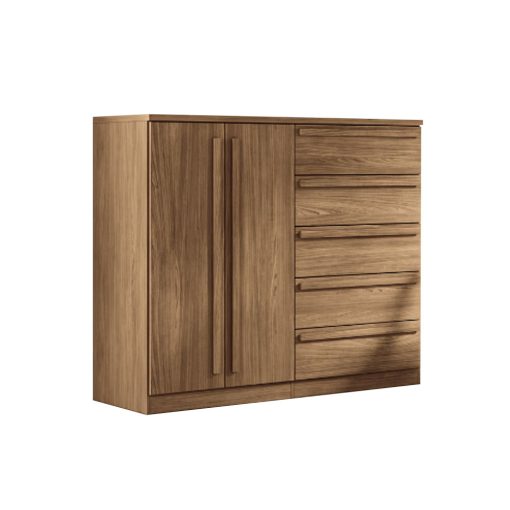 Comoda Cajonera 2 Puertas 5 Cajones 100% Mdp Dormitorio Jatoba