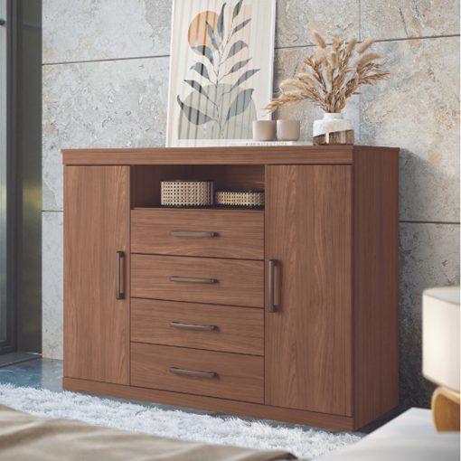 Comodas Cajoneras 2 Puertas 4 Cajones Dormitorio Jatoba - Imagen 3
