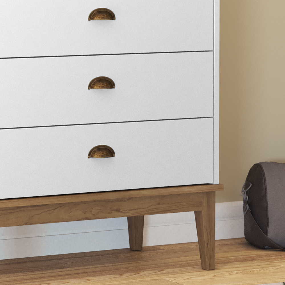 Comoda 5 Cajones Con Patas Estilo Colonial Linea Mexicana - Imagen 2