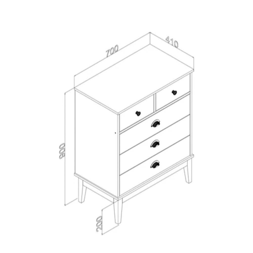 Comoda 5 Cajones Con Patas Estilo Colonial Linea Mexicana - Imagen 3