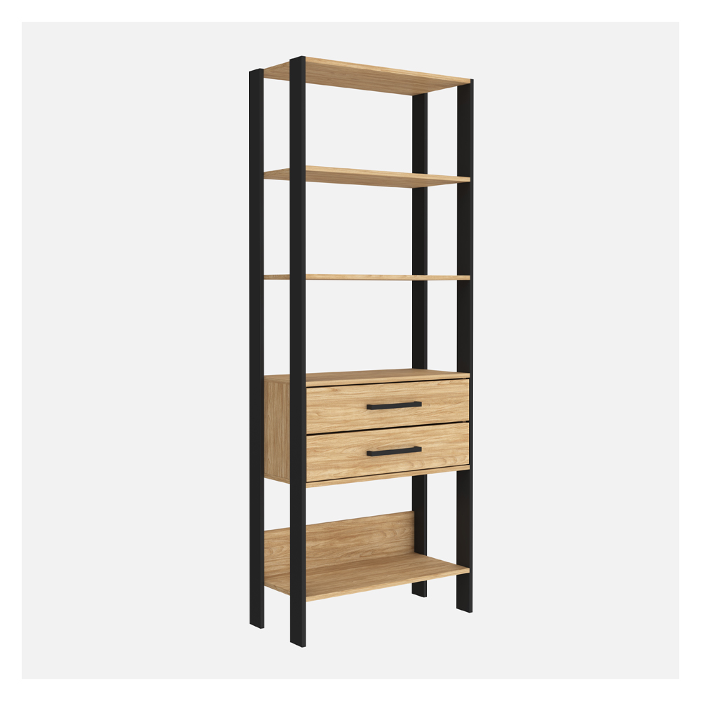 Estanteria Biblioteca Multiuso 5 Estantes 2 Cajones