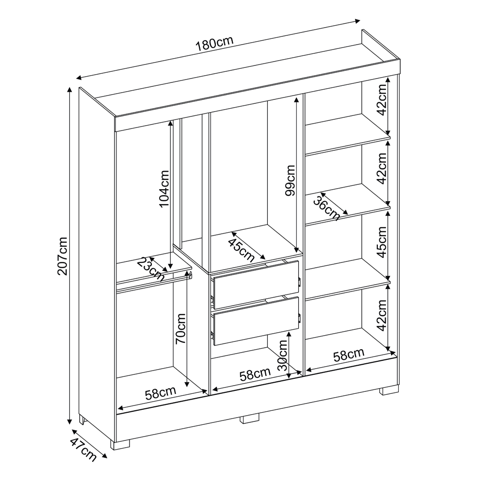 Ropero Placard 6 Puertas Con Estantes Color Crema Practico - Imagen 5