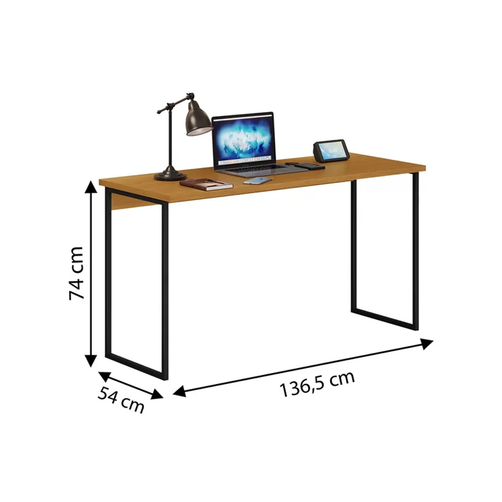 Escritorio Estilo Industrial Tapa De Mdp Patas De Hierro Cafe - Imagen 2