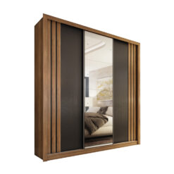 Ropero 3 Puertas Corredizas 2 Cajones Espejo Central Moderno