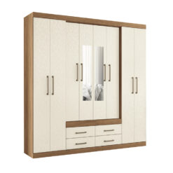 Ropero Placares Napoles 8 Puertas 9 Estantes Con Espejo Jatoba Arena