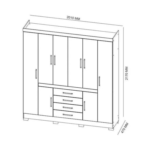 Ropero Placard 8 Puertas 4 Cajones Con Patas 100% Mdp - Imagen 3