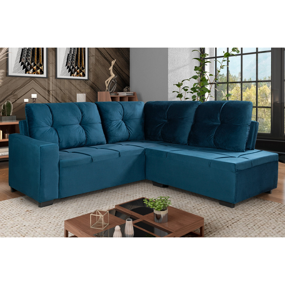 Sillon Sofa Esquinero Living 5 Cuerpos Tapizado Tela - Imagen 2