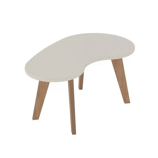 Mesa De Centro Living Curva Forma Organica 100% Mdp Off White