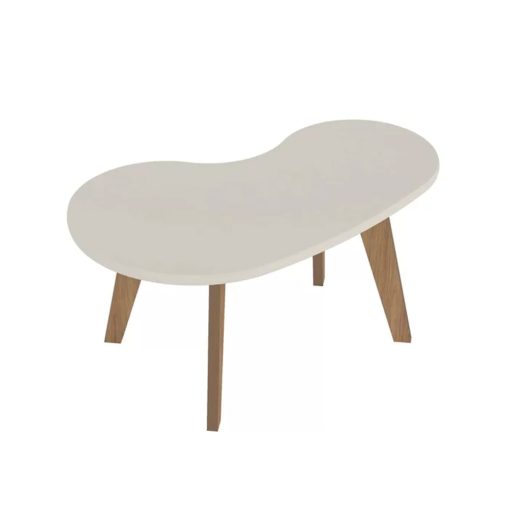Mesa De Centro Living Curva Forma Organica 100% Mdp Off White - Imagen 3