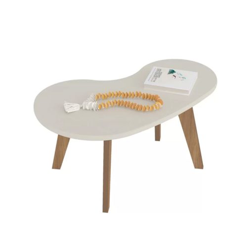 Mesa De Centro Living Curva Forma Organica 100% Mdp Off White - Imagen 5