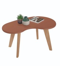 Mesa De Centro Living Curva Forma Organica 100% Mdp Terracota