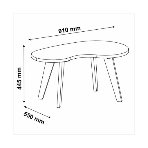 Mesa De Centro Living Curva Forma Organica 100% Mdp Off White - Imagen 6