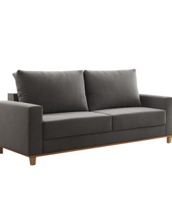 Sillon Sofa 2 Cuerpos En Tela Patas De Madera Living Comedor Gris