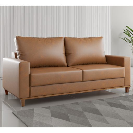 Sillon Sofa 3 Cuerpos En Pu Patas De Madera Living Comedor - Imagen 2