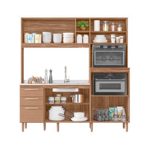Mueble De Cocina Kit Completo 7 Puertas 3 Cajon Amoblamiento Carvalho - Imagen 2