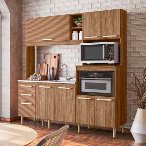 Mueble De Cocina Kit Completo 7 Puertas 3 Cajon Amoblamiento Carvalho - Imagen 4