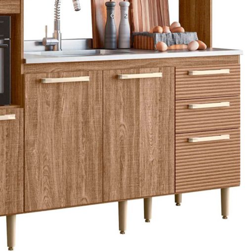 Mueble De Cocina Kit Completo 7 Puertas 3 Cajon Amoblamiento Carvalho - Imagen 7