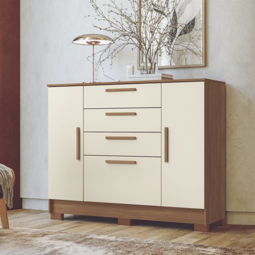 Comoda Cajonera Dormitorio 4 Cajones 2 Puertas - Imagen 3