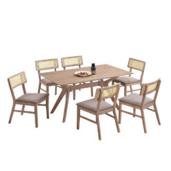 Juego De Comedor 6 Sillas Mesa Rectangular Madera Maciza