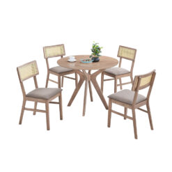 Juego De Comedor Tapa Mdp Tapizadas Color Madera