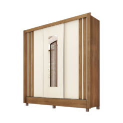 Ropero 3 Puertas 2 Cajones Con Espejo Y Rieles Metalicos Mdp Almendra Off White