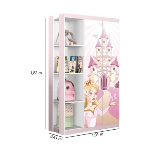 Ropero Para Niños 2 Puertas 4 Estantes Armario Infantil Princesa - Imagen 2